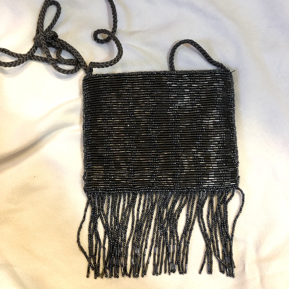 Womens beaded handbag Graphite color